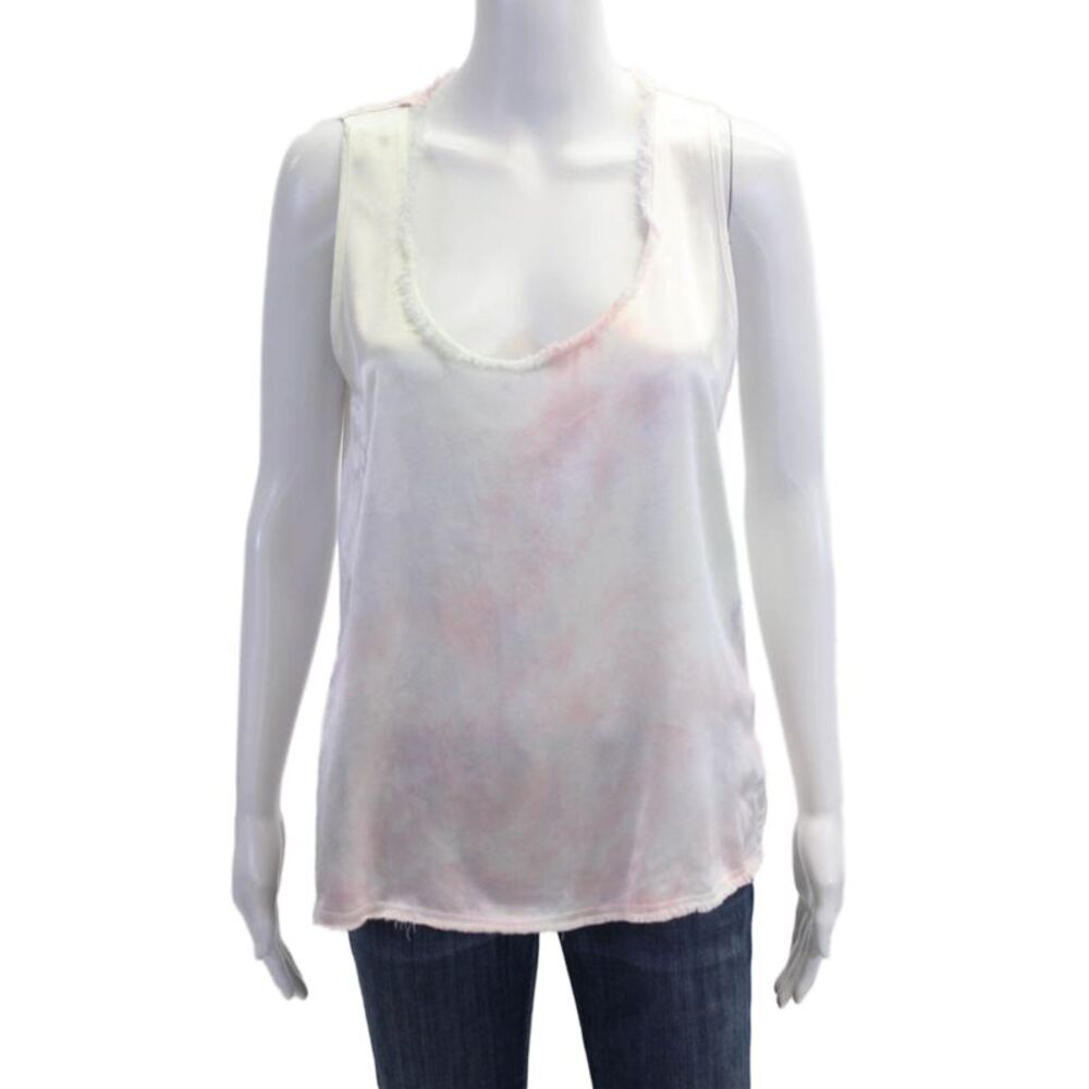 Lanston Women Basic Bohemian Sleeveless Tank White Rayon Viscose Size M